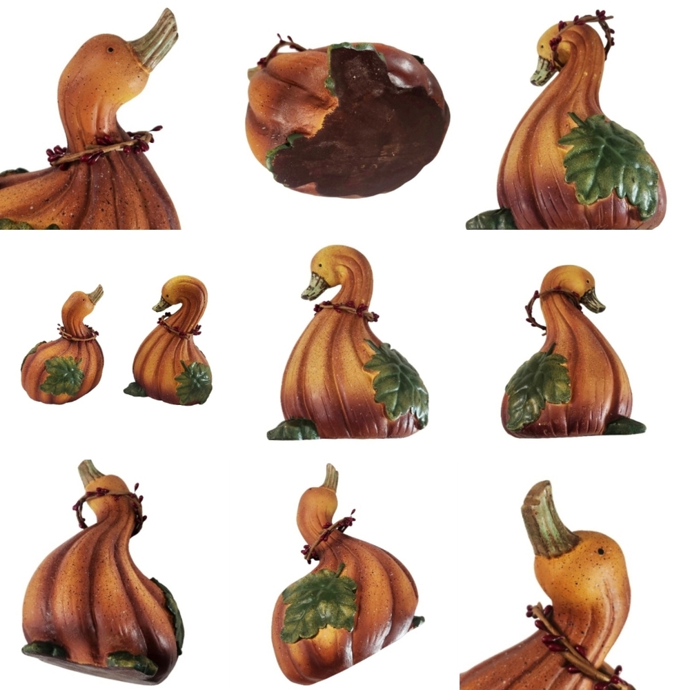 Vintage Gourd Pumpkin Ducks Geese Statue Decor Figures Set of 2 Collections, etc - Picture 8 of 16